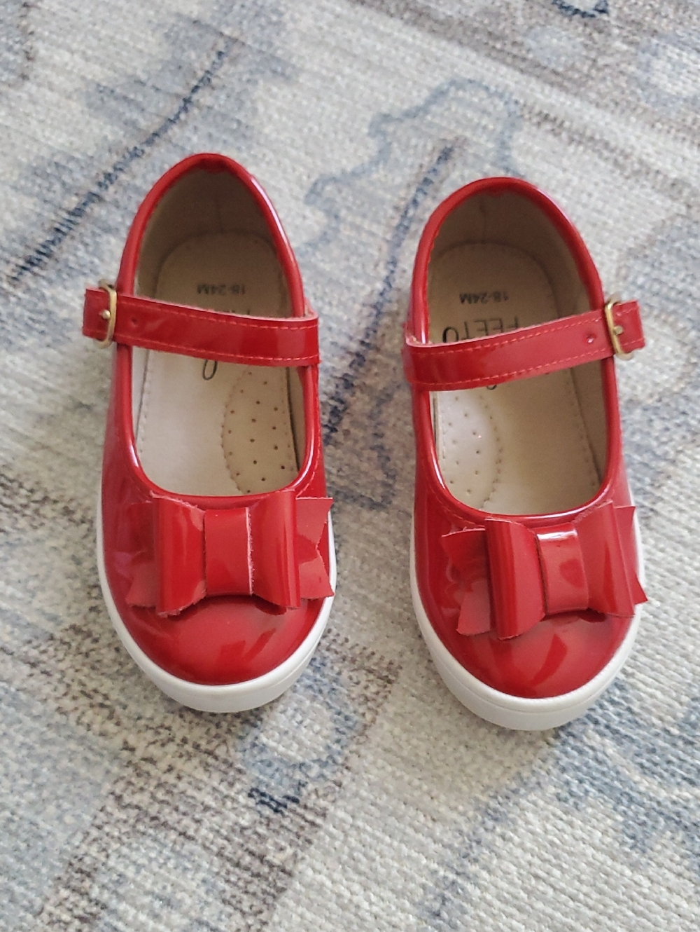 Monkey Feet Baby Girls Red Patent Leather Bow Mary Jane Buckle Shoes Sz18-24m